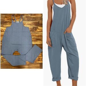 New Causal V-Neck Sleeveless Harem
Overall Jumpsuit in Blue